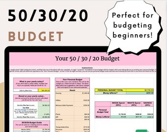 50/30/20 Budgeting Tool: Digital Download on Google Sheets for Easy Budgeting Active