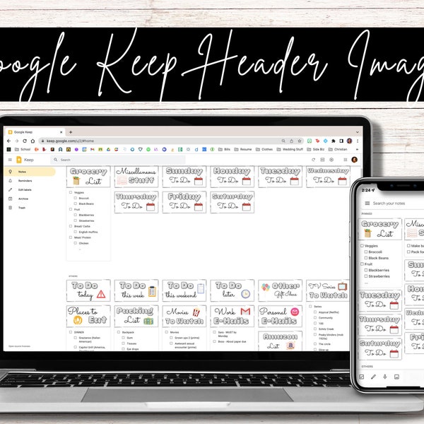 Google Keep Headers - Black & White with Pop of Color