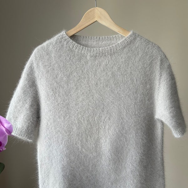 Angora Sweater Elegant Fashion Fluffy Sweater Angora Fur Warm Pullover Winter Sweater for Women Cozy Fluffy Knit Grey