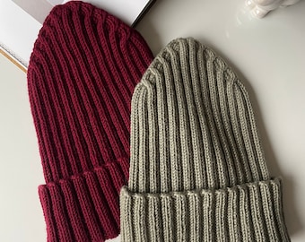 Merino Beanie Wollhut Strickmütze Damen Mütze