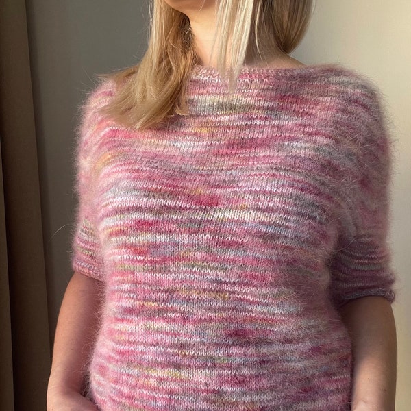 Angora Pullover Elegante Mode Flauschiger Pullover Angora Warmer Pullover Winterpullover für Frauen Kuscheliger flauschiger Pullover Mehrfarbiger Pullover Pink