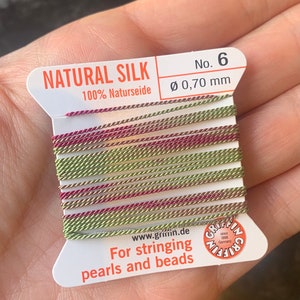 GRIFFIN Silk Cord in WATERMELON, Griffin silk, griffin silk cord, rainbow thread, silk cord, silk beading thread, silk rainbow thread