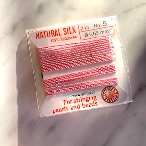 GRIFFIN Silk Cord in BABY pastel PINK, Griffin silk, griffin silk cord, rainbow thread, silk cord, silk beading thread, neon pink thread