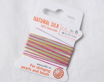 GRIFFIN Hand Dyed Muted Rainbow Silk Thread: Beading & Jewelry Making
