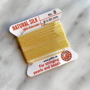 GRIFFIN Silk Cord in BANANA mellow YELLOW, Griffin silk, griffin silk cord, rainbow thread, silk cord, silk beading thread, neon pink thread