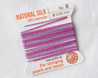 GRIFFIN Hand Dyed Purple Silk Cord: Griffin Beading Thread with Needle