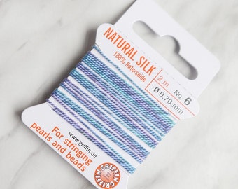 GRIFFIN GRIFFIN Peacock Blue Silk Cord: Hand-Dyed Beading silk Threadwith needle