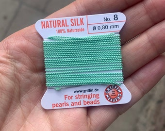 GRIFFIN Hand Dyed Mint Green Silk Beading Thread - Griffin Brand