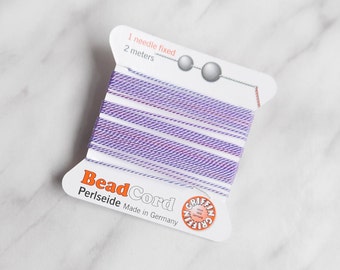 GRIFFIN Hand Dyed Lilac Mix Silk Cord: Griffin Beading Thread with Needle