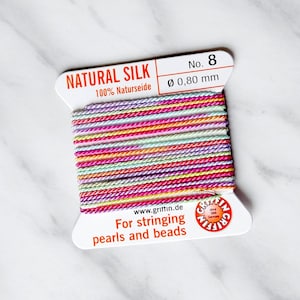 GRIFFIN Silk Cord in BRIGHT RAINBOW / Hand Dyed Thread Cord / Jewellery making / Knotting / Beading string / Bead stringing