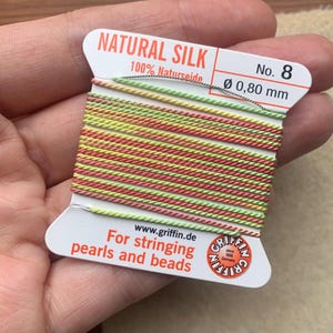 GRIFFIN Silk Cord in MUTED RAINBOW, Griffin silk, griffin silk cord, rainbow thread, silk cord, silk beading thread, silk rainbow thread
