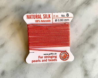 GRIFFIN GRIFFIN silk thread in PUMPKIN orange, needle thread cord for beading