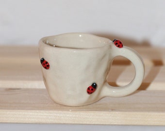 LADYBUG ESPRESSO mug 75ml Mug red small beige cups clay handmade aesthetic pinterest gift