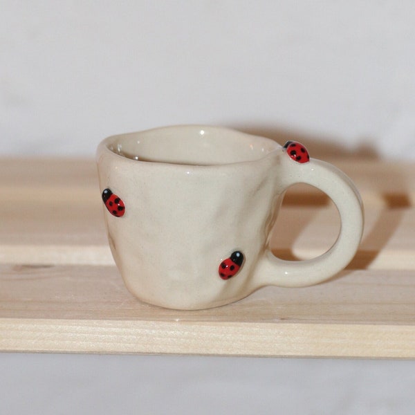 LADYBUG ESPRESSO mug 75ml Mug red small beige cups clay handmade aesthetic pinterest gift