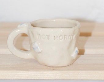 ESPRESSO MUG - not horny milk 90ml beige red cup mug clay handmade piece aesthetic pinterest gift small business