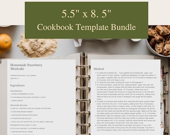 Cookbook Template, EXPANDED SET,  Recipe Template, Recipe Book Template, Editable Recipe Card Template, Printable Recipe Cards, 5.5"X8.5"