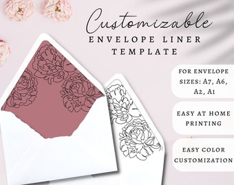 Envelope Liner Template, Printable Envelope Liner, Editable Envelope Liner Template, Black and White Envelope Liner Template