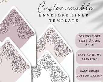 Envelope Liner Template, Printable Envelope Liner, Editable Envelope Liner Template, Black and White Envelope Liner Template