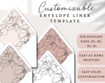 Envelope Liner Template, Printable Envelope Liner, Editable Envelope Liner Template, Black and White Envelope Liner Template