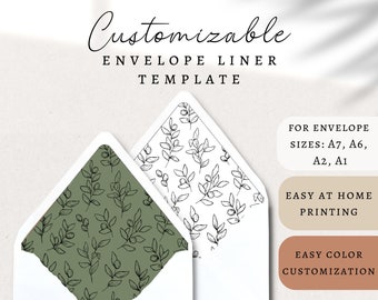 Envelope Liner Template, Printable Envelope Liner, Editable Envelope Liner Template, Black and White Envelope Liner Template, A7 A6 A2 A1