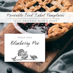 Thanksgiving Food Labels, Printable Thanksgiving Buffet Cards