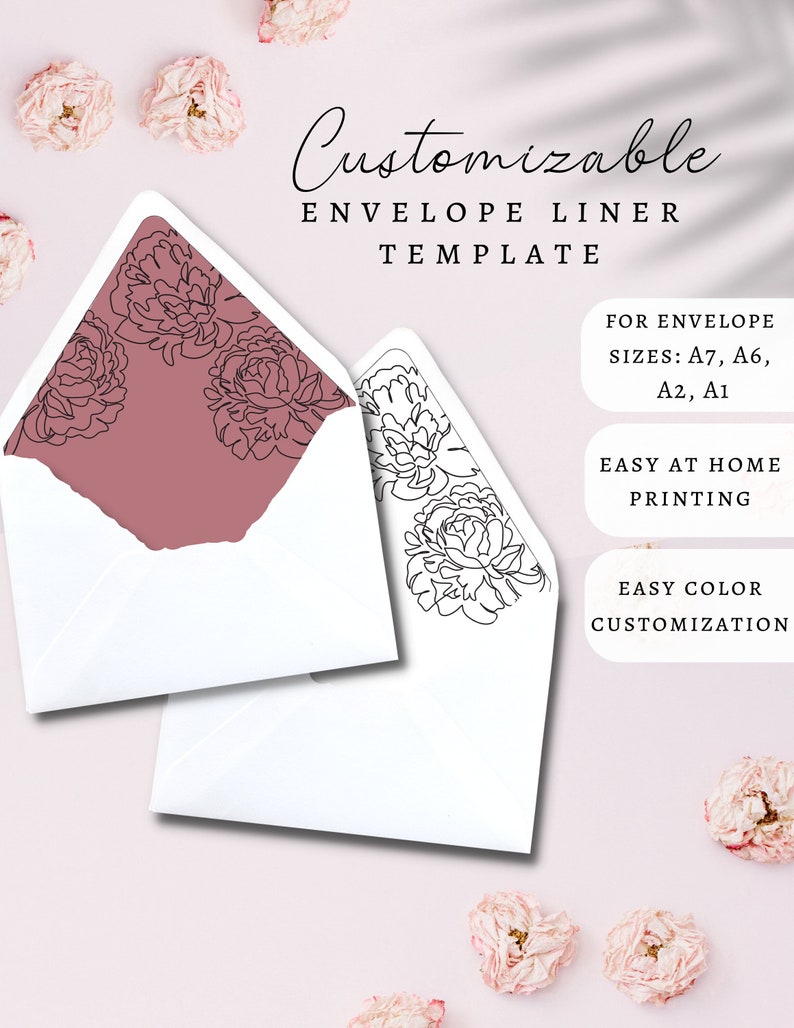 Envelope Liner Template Printable Envelope Liner Editable Etsy