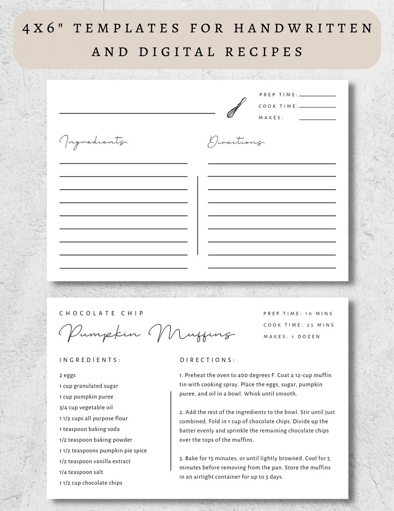 Recipe Template Editable Recipe Card Template Recipe Cards Etsy