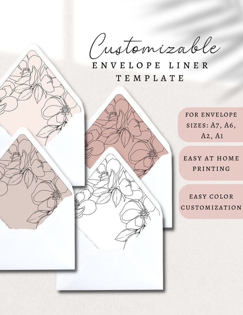 Envelope Liner Template Printable Envelope Liner Editable Etsy