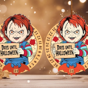 Horror Movie Countdown Calendar svg, Happy Halloween svg, Days Until Halloween Countdown ornament Laser cut files, Glowforge svg files