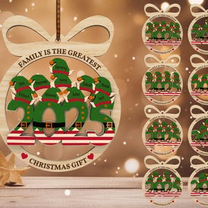 Personalized Elf Hat Family 2025 Ornament svg, Custom Movie character Family Christmas Ornament svg, Laser cut files, Glowforge svg files