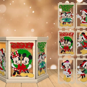 3D Weihnachten Cartoon Teelichthalter Laser Cut Datei, Weihnachtskerze Laterne svg, Weihnachtslampe svg, Laser cut Dateien, Glowforge svg Dateien