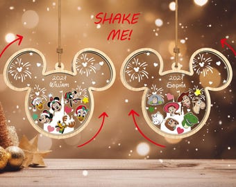 Personalized Cartoon Characters Family Ornament svg, Cartoon Family Ornament svg, 4D Shaker ornament svg,Laser cut files,Glowforge svg files