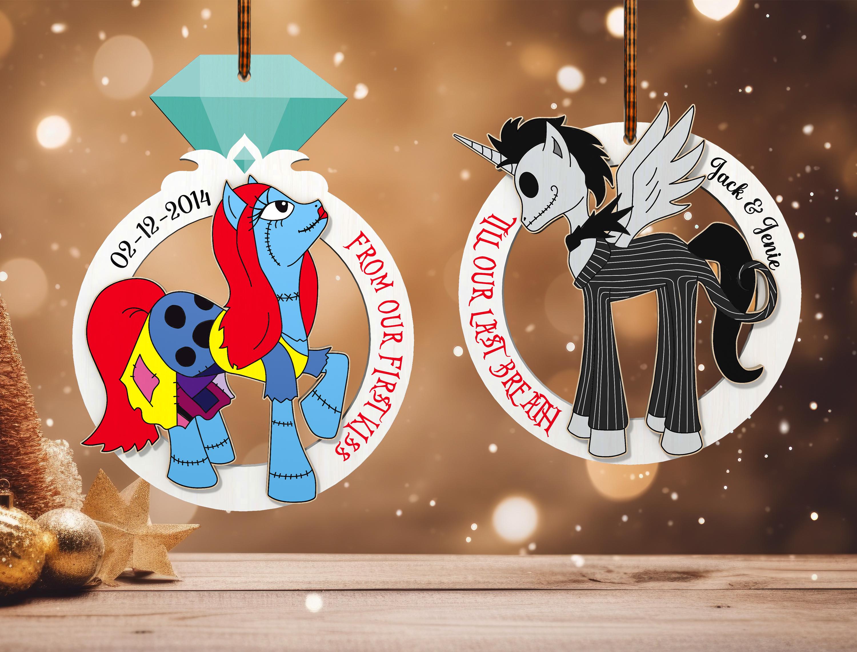 Personalized From Our First Kiss Ornament svg, Couple Unicorn Christmas Ornament svg,Christmas Movie svg,Laser cut files,Glowforge svg files
