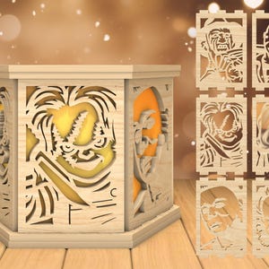 3D Horror Movies Tea Light Holder Laser Cut File, Horror Character Candle lantern svg, Halloween lamp Laser cut files, Glowforge svg files