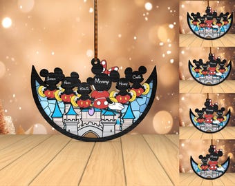 Personalisierte Cartoon-Maus Ornament svg, benutzerdefinierte Cartoon Familie Ornament svg, Maus Mama und Baby svg, Laser geschnitten Dateien, Glowforge svg