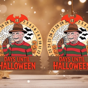 Horror Movie Countdown Calendar svg, Happy Halloween svg, Days Until Halloween Countdown ornament Laser cut files, Glowforge svg files