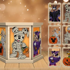 3D Halloween Cartoon Teelichthalter Laser Cut Datei, Halloween Kerze Laterne svg, Halloween Lampe svg, Laser cut Dateien, Glowforge svg Dateien