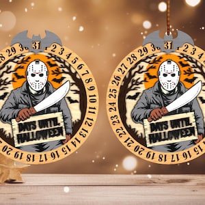 Horror Movie Countdown Calendar svg, Happy Halloween svg, Days Until Halloween Countdown ornament Laser cut files, Glowforge svg files