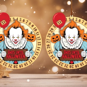 Horror Movie Countdown Calendar svg, Happy Halloween svg, Days Until Halloween Countdown ornament Laser cut files, Glowforge svg files
