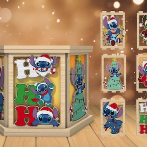 3D Weihnachten Cartoon Teelichthalter Laser Cut Datei, Weihnachtskerze Laterne svg, Weihnachtslampe svg, Laser cut Dateien, Glowforge svg Dateien