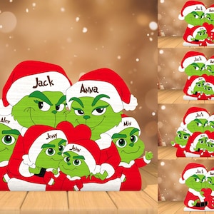 Pezzi di puzzle di famiglia dei cartoni animati personalizzati in formato svg, famiglia dei cartoni animati personalizzata in formato svg di Natale, set da 0 a 4 bambini, file tagliati al laser, file svg Glowforge