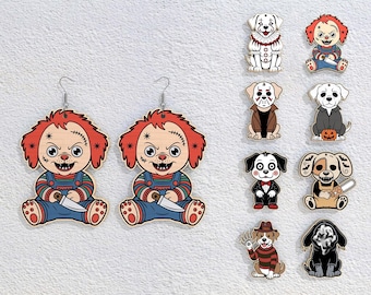 Horror Dog Earring svg bundle, Horror Characters Earring Svg,Halloween Earring Svg, Horror Earring svg, Laser cut files, Glowforge svg files