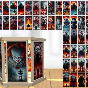 3D Horror Movies Night Light Laser Cut File, Horror Character 6-sided lantern svg, Halloween lamp Laser cut files, Glowforge svg files