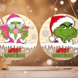 Weihnachten Cartoon Türschild svg, Cartoon Türhänger svg, Weihnachten Willkommensschild svg, Weihnachtsgeschenk svg, Laser geschnitten Dateien, Glowforge svg