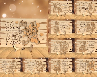 Mama und Kind Stand Decor SVG, Geschenk für Mama, Muttertag Zeichen SVG, Muttertag Geschenke svg, Glowforge svg Dateien, Laser geschnitten Dateien