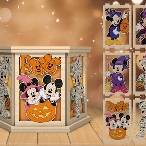3D Halloween Cartoon Teelichthalter Laser Cut Datei, Halloween Kerze Laterne svg, Halloween Lampe svg, Laser cut Dateien, Glowforge svg Dateien