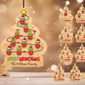 Personalisierte Cartoon Baum Ornament svg, benutzerdefinierte Cartoon Familie Weihnachtsverzierung svg, Weihnachtsbaum svg, Laserschnittdateien, Glowforge svg-Dateien