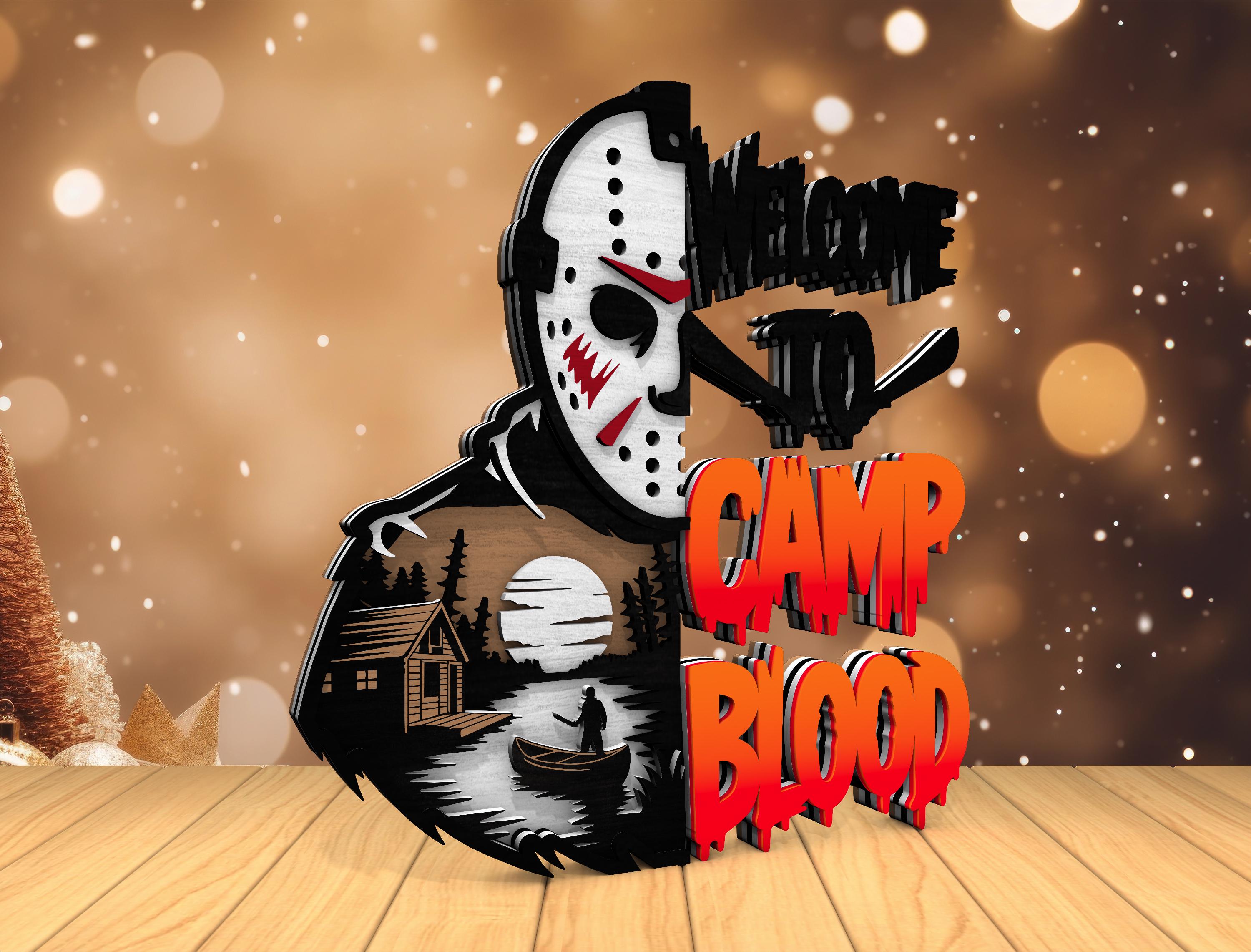 Multilayer Horror Mask SVG, Welcome to Camp Blood Scene Svg, 5 Layer Art  Piece,3d Lake Cabin Scene Laser Cut Files,glowforge Svg Files - Etsy, image size:3000x2282