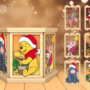 3D Weihnachten Cartoon Teelichthalter Laser Cut Datei, Weihnachtskerze Laterne svg, Weihnachtslampe svg, Laser cut Dateien, Glowforge svg Dateien