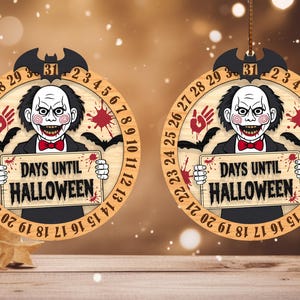 Horror Movie Countdown Calendar svg, Happy Halloween svg, Days Until Halloween Countdown ornament Laser cut files, Glowforge svg files